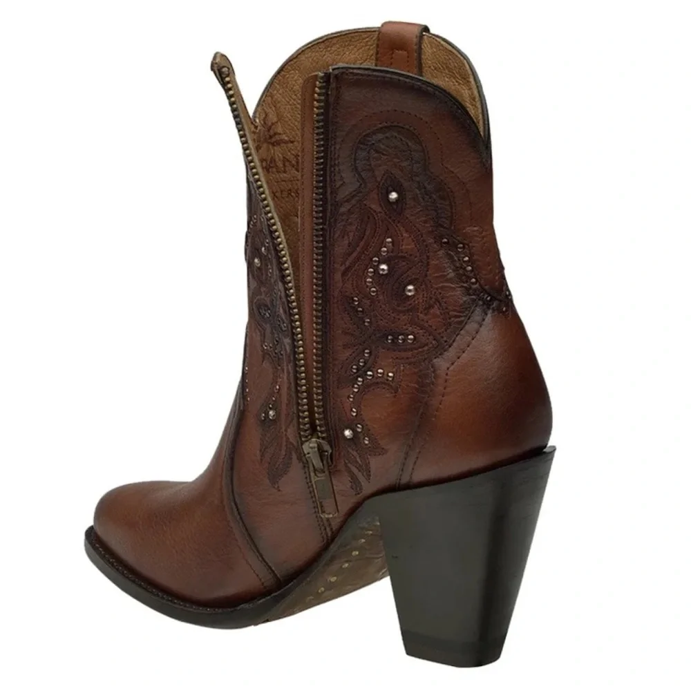 Rio Grande Women's Brown Leather Western Ankle Boots